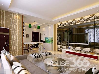 ，电视下面摆放大红色抽屉面、白色台