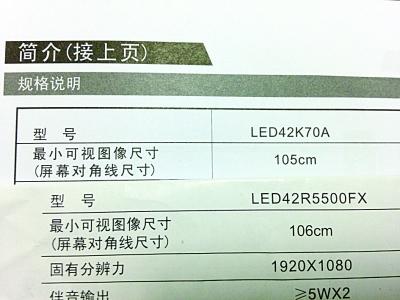 液晶电视屏竟“缩水”好几厘米 标42英寸实为40英寸