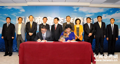 图：山东省工商联与台湾工商企业联合会签订合作协议